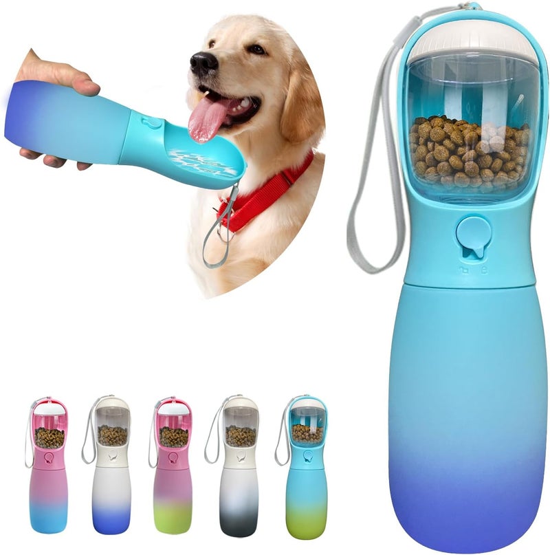 MITOCAPY 2-in-1 Dog Water Bottle Portable, Food Grade Travel Dog Bowls with Food Container, 19Oz Dog Water Bowl Dispenser, Hiking Essentials, Puppy Stuff Dogs Accessories Girl Boy (Blue) - Image 1